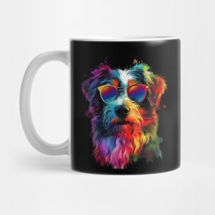 Colourful Cool Golden Doodle Dog with Sunglasses Mug